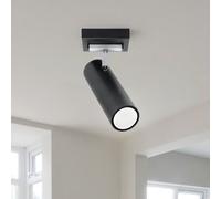Spot de plafond pour salon, éclairage spot de plafond noir, plafonnier noir, en acier noir, spot réglable, 1x GU10, LxH 18 x 20 cm