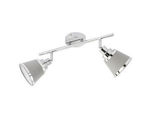 Spot de plafond, spot 2 flammes, plafonnier, spots orientables, métal chromé textile gris, 2x douilles E14, LxlxH 36,5x11,3x21,5 cm, ACTION 719202019000