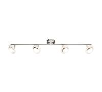 Spot de plafond spot lampe de plafond LED orientable lampe de salon, spots mobiles, métal nickel chrome mat, plastique satiné, 4x 4W 4x 280lm blanc chaud, LxH 80 x 13,5 cm