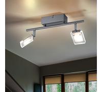 Spot de Plafond Spot Plafonnier 2x LED Blanc Chaud Métal Argent 19x20x35cm
