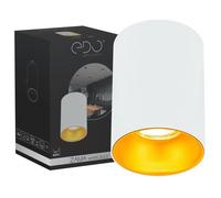 EDO Rond Spot de Plafond en Saillie GU10 ZAMA Blanc avec Or - Ø80x110mm Plafonnier Spot 230V avec Douille GU10 - Lampe de Plafond en Aluminium, Downlight pour la chambre, le salon, la cuisine