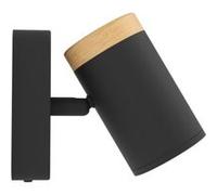 Eglo Applique murale intérieure Consuma, lampe de lecture avec spot orientable, luminaire pour salon, chambre et salle de bain, bois et acier noir, douille GU10, IP44