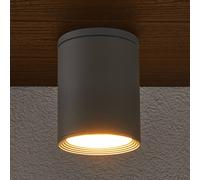 Spot d'extérieur Lucande Minna, argent, 14 cm, IP54, E27 Minna, gris, Aluminium, Moderne, Plafonnier