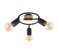 Spot e-shape marron foncé, sans abat-jour bois noir mat