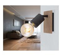 Spot en bois, enseigne murale en bois, rectangulaire, sans abat-jour, noir mat, marron foncé