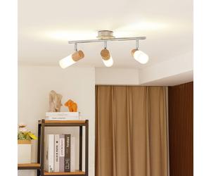 Spot en bois LED Christoph, à 3 lampes, long Christoph Lindby, dimmable, bois clair, Chambre à coucher, Bois, Maison de campagne / Rustique, Spot