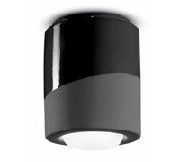 Spot En Céramique À Poser E27 Ø 12,5 Cm H: 14 Cm Noir Lampe De Plafond