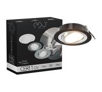 EDO Spot Encastrable CERI 1 OV Noir et Argent Ronde Orientable IP20 - Luminaire Encastré Sous Plafond en Aluminium - Compatible avec Ampoule GU10 - Éclairage pour Salon, Cuisine, Bureau