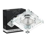EDO Spot Encastrable Carré CRYSTAL GRANDE Argent - Applique Plafond Intérieur en Verre Trempé - Compatible avec Ampoule GU10 - Luminaire Encastré pour Salon, Cuisine, Bureau