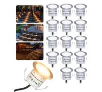 Spot Encastrable Exterieur 16Pcs, IP67 Mini Spot Led Ø32MM Blanc Chaud Eclairage Escalier Exterieur, étanche LED Encastrable pour Terrasse Jardin Chemin Pelouse Piscine