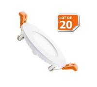 Spot Encastrable LED Downlight Panel Extra-Plat - Blanc Neutre 4200-4500K - 3W - 180 Lumens - Lot de 20