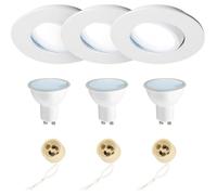Spot encastrable LED - EDO SOLUTIONS - EDO777860-5W6500K-801038-3pak - Lot 3x5,5W GU10 - Orientable - IP44