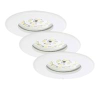 BRILONER 7204-036 Luminaires encastrés LED, Lot de 3, plafonniers de 5 Watts, 400 lumens chacun, 3 000 Kelvin, IP44, Blanc, 75 x 28 mm (D x H), Plastique, 5 W