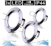 Spot Encastrable Led Pour Salle De Bain Led Intégrée Paulmann 93874 Blanc Chaud 20.4 W Coin Chrome Set De 3 Blanc