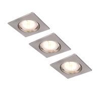 Spot encastrable LED spot de plafond carré plafonnier luminaire de couloir spot encastrable orientable, aluminium nickel mat, 5W 330lm blanc chaud, LxlxP 8x8x10 cm, lot de 3
