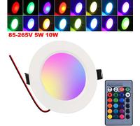 Spot encastrable Led Spots avec télécommande 230V, 16 couleurs RGBW Spots encastrables Plafonnier rond Spots encastrables Ultra plat, 5W 1Pc