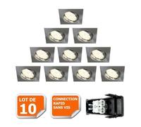 Spot encastrable orientable LED carré alu brossé GU10 230V eq. 50W blanc neutre - LAMPESECOENERGIE