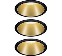 Paulmann 93404 LED Cole rond incl. 3x6 watts gradable projecteurs Noir, Doré mat Lampe encastrée plastique, Alu zinc spot pour plafond 2700 K, Matière, 19.5 W, 3er-Set
