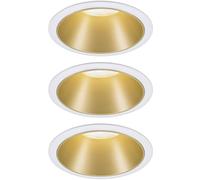 3 spots encastrables Cole LED intégrée blanc chaud IP44 3x470lm Ø8cm doré finition blanche Paulmann