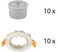 Spot encastrable Prios Fibur avec module LED, beige, lot de 10 PRIOS, dimmable, beige, Salon / Salle à manger, Métal, Moderne