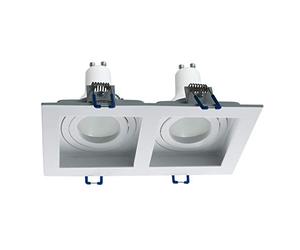 Spot encastrable rectangulaire blanc, double lampe LED GU10 16 W lumières de plafond 230 V, 1160 lumens, lumière diffuse, idéale pour éclairer la maison, la chambre, la cuisine, le couloir, le bureau