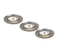 Spot encastrable rond pour plafond, plafonnier, luminaire de couloir, spot encastrable, métal chromé, 1x GU10, DxH 8x 13 cm, lot de 3