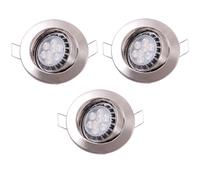 Spot encastrable rond Set de lampes encastrées Plafonniers Lampes encastrées orientables, métal fer brossé, LED 8W 430Lm, D 8,3 cm, 3 pièces