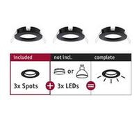 Spot encastré Choose Kit de base fixe IP44 rond 78 mm max. 3x10W 230V gradable Noir mat Noir mat G