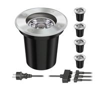 ledscom.de Spot encastré dans le sol BOJA pour l'extérieur inox rond IP67 108mm Ø incl. LED GU5.3 (blanc chaud, 29,94W, 483lm chacun, 30°) 5er Set