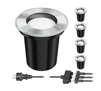 ledscom.de Spot encastré dans le sol BOJA pour l'extérieur inox rond IP67 108mm Ø in U5.3 LED (blanc chaud, 28,49W, 430lm chacun, 100°) 5er Set