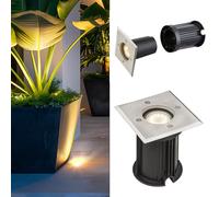 Spot Encastré Extérieur Borne Lumineuse Inox Argent Verre Clair Moderne GU10