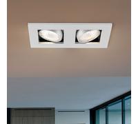 Lampe encastrable plafonnier plafonnier lampe de couloir lampe de salon luminaire encastrable, spots mobiles 2 ampoules, métal blanc, douilles GU10, Lxl 18,5x10cm
