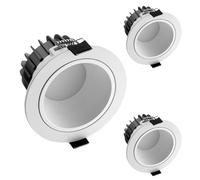 Spot encastré LED 10 W avec déflecteur - Température de couleur sélectionnable 3000 K/4000 K/6000 K Panneau rond ultra-mince en aluminium Éclairage efficace pour maison et le bureau(3-pcs,3000K)