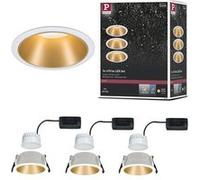 Paulmann 93406 LED spots encastrés Cole rond incl. 3x6,5 watts gradable projecteurs encastrés Blanc, Doré mat Lampe encastrée plastique, Alu zinc Spot pour plafond 2700 K