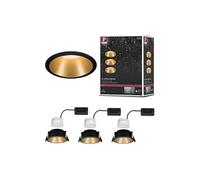 Spot encastré LED 3-Step-Dim Cole Coin Kit de 3 IP44 rond 88mm Coin 3x6W 3x470lm 230V gradable 2700K Noir#Doré mat