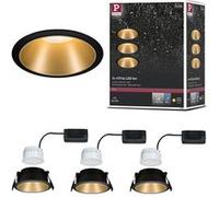 Paulmann 93404 LED Cole rond incl. 3x6 watts gradable projecteurs Noir, Doré mat Lampe encastrée plastique, Alu zinc spot pour plafond 2700 K, Matière, 19.5 W, 3er-Set