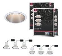 Spot encastré LED 3-Step-Dim Cole Coin Kit de 6 IP44 rond 88mm Coin 6x6W 6x470lm 230V gradable 2700K Blanc#Argent mat