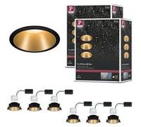 Spot encastré LED 3-Step-Dim Cole Coin Kit de 6 IP44 rond 88mm Coin 6x6W 6x470lm 230V gradable 2700K Noir#Doré mat Noir