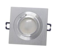 Spot encastré LED acier inoxydable brossé carré 7 watts blanc froid 12V MR16 - lampe aluminium pivotante encastrée - 75-85mm trou de forage 92x92mm encastré - spots plafonds - spots
