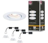 Spot encastré LED Easy Dim Nova Mini Plus Coin Kit de base orientable rond 66mm 15° Coin 3x4,2W 3x300lm 230V gradable 2700K Blanc dépoli Blanc dépoli G