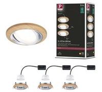 Spot encastré LED Lanati Kit de 3 rond 84mm 30° Coin 3x6W 3x470lm 230V 2700K Teinte chêne huilé#Alu tourné