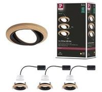 Spot encastré LED Lanati Kit de 3 rond 84mm 30° Coin 3x6W 3x470lm 230V 2700K Teinte chêne huilé#Noir mat Noir mat