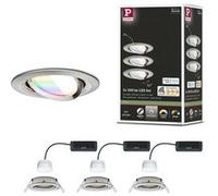 Paulmann 92434 Spot encastré LED Nova Coin rond 84mm 50° RGBW+ 3x6W 3x500lm 230V Acier brossé Alu moulé sous pression
