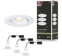 Paulmann 94293 Nova mini LED spots encastrés Coin rond orientables incl. 3x4 watts spot encastré pour plafond Blanc dépoli Lampe encastrée aluminium Blanc chaud 2700 K