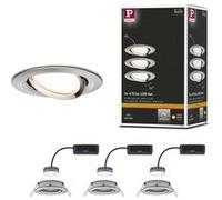 Paulmann Luminaire encastrable Coin Slim 93878 LED intégrée 18 W fer brossé jeu de 3