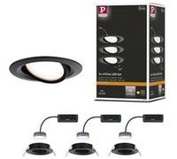 Paulmann Spot encastré LED Nova Plus rond kit 3×6W 3×470lm 2700K orientable gradable 84mm Noir mat