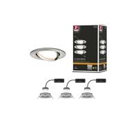 Spot encastré LED Nova Plus Coin Kit de base orientable rond 84mm 50° Coin 3x6W 3x470lm 230V gradable 2700K Acier brossé