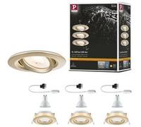 Paulmann 92408 Spot encastré LED Nova Plus IP65 rond 93mm 30° GU10 3x6W 3x460lm 230V gradable 2700K Doré mat