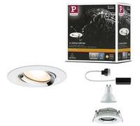 Spot encastré LED Nova Plus Luminaire individuel orientable IP65 rond 93mm 30° GU10 7W 460lm 230V gradable 2700K Blanc dépoli#Chrome Blanc G