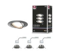 Spot encastré LED Paulmann Base 3 x 5 W, 3 000 K, acier brossé | KIT COMPLET - Le kit se compose de trois luminaires